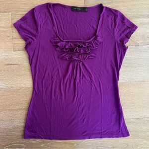 The Limited Rich Purple Ruffle Tee